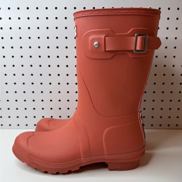 Hunter Original Short Tri Colour Logo Backstrap Boots US 9 EU 40/41 Red Flurry - Picture 3 of 17